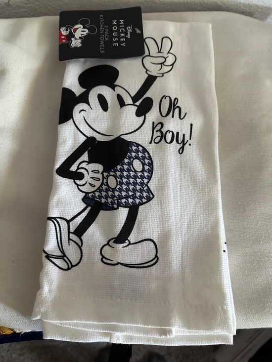Disney Other - NWOT - Disney Mickey Mouse White and Black Kids Kitchen Towel with Navy Accents